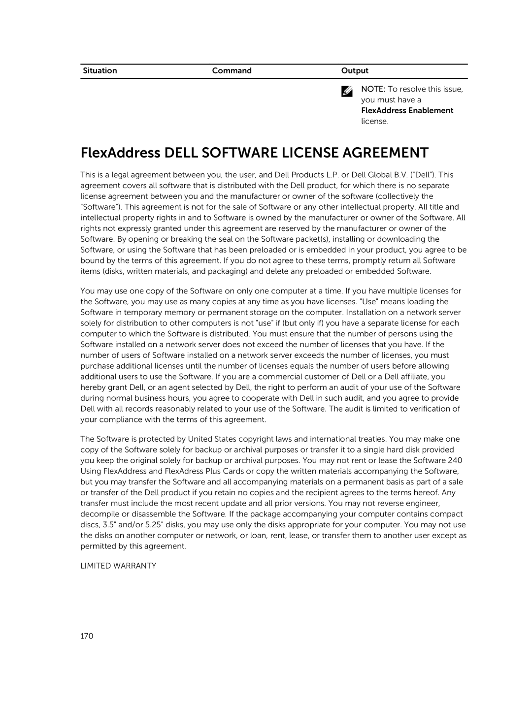 Dell 2 manual FlexAddress Dell Software License Agreement, Limited Warranty 