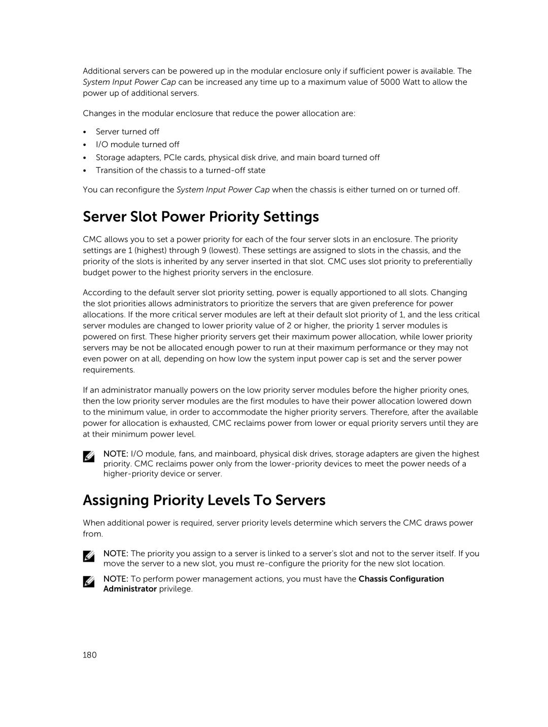 Dell 2 manual Server Slot Power Priority Settings, Assigning Priority Levels To Servers 