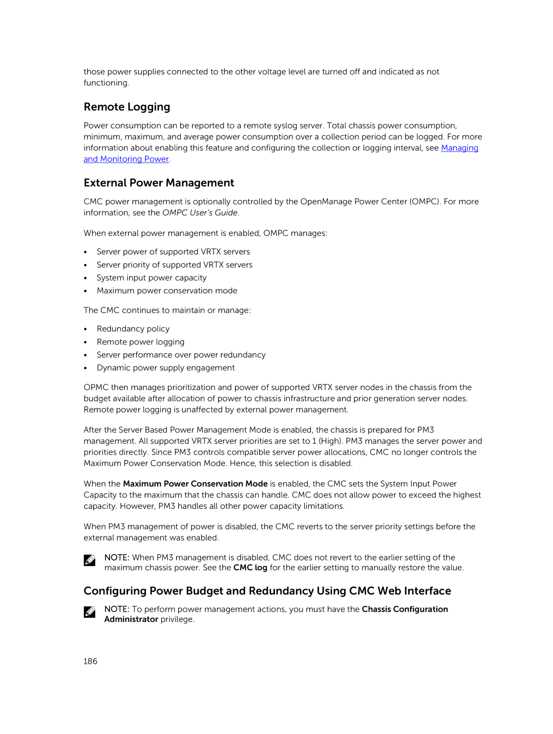 Dell 2 manual Remote Logging, External Power Management 