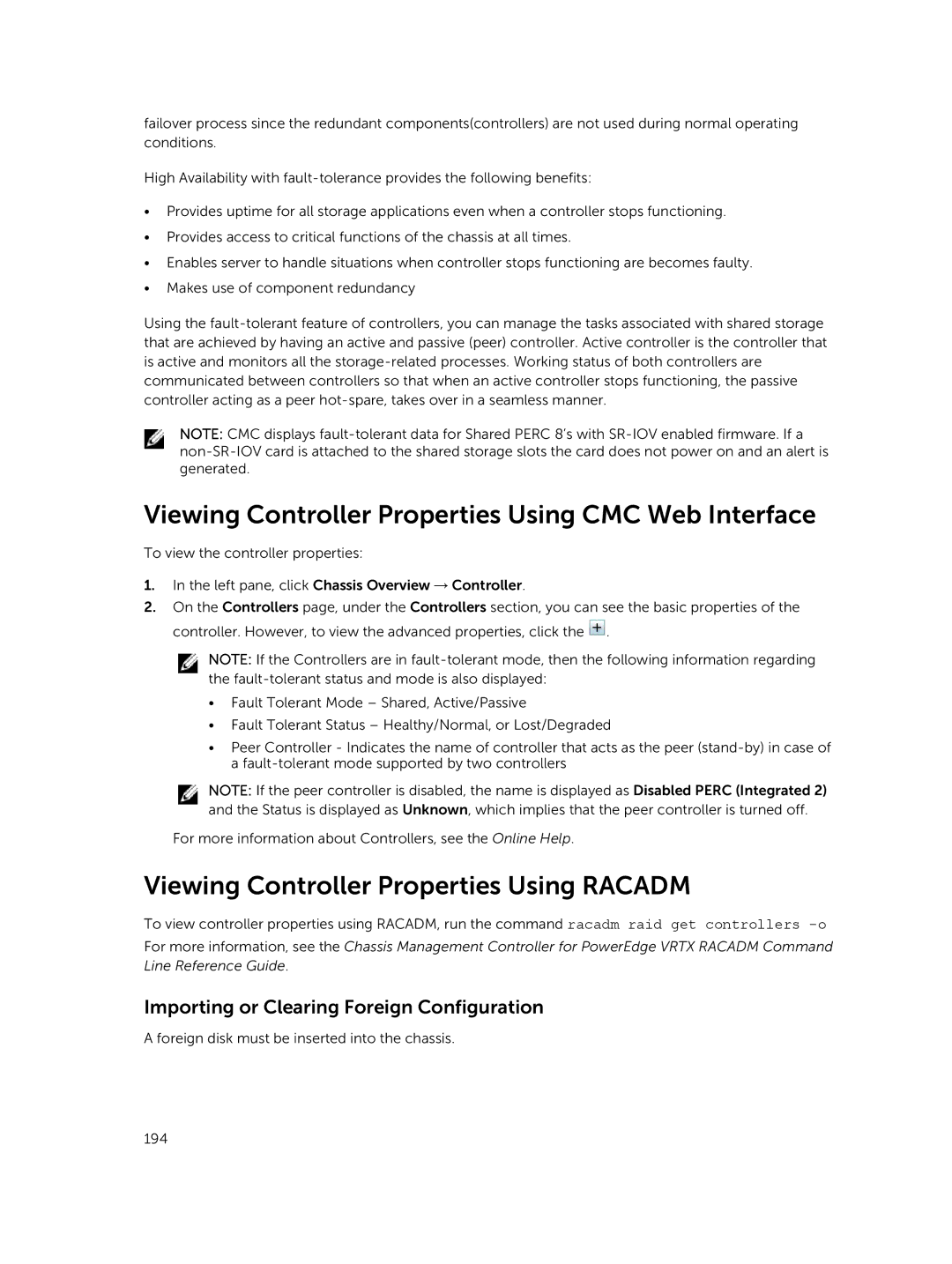 Dell 2 manual Viewing Controller Properties Using CMC Web Interface, Viewing Controller Properties Using Racadm 