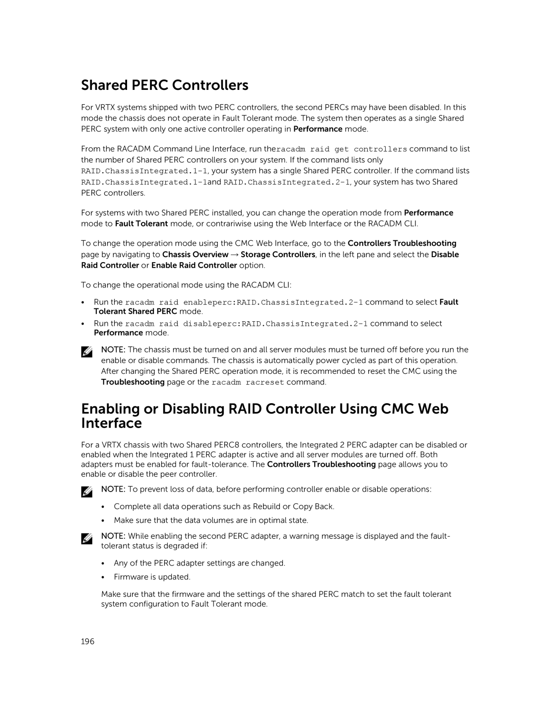 Dell 2 manual Shared Perc Controllers 