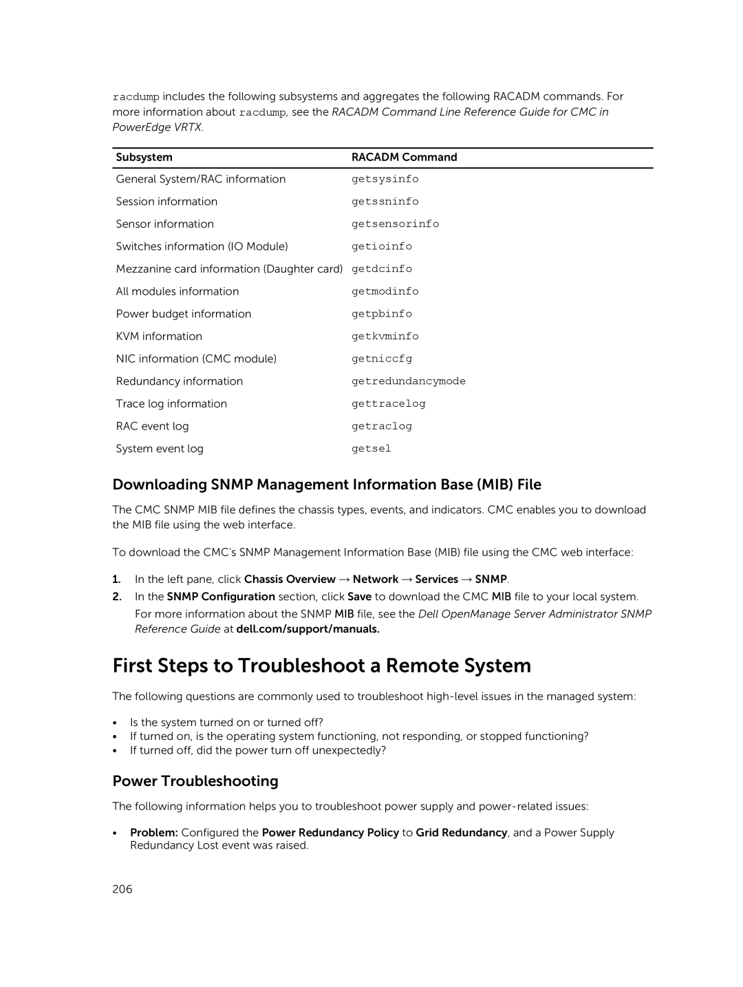 Dell 2 manual First Steps to Troubleshoot a Remote System, Downloading Snmp Management Information Base MIB File 