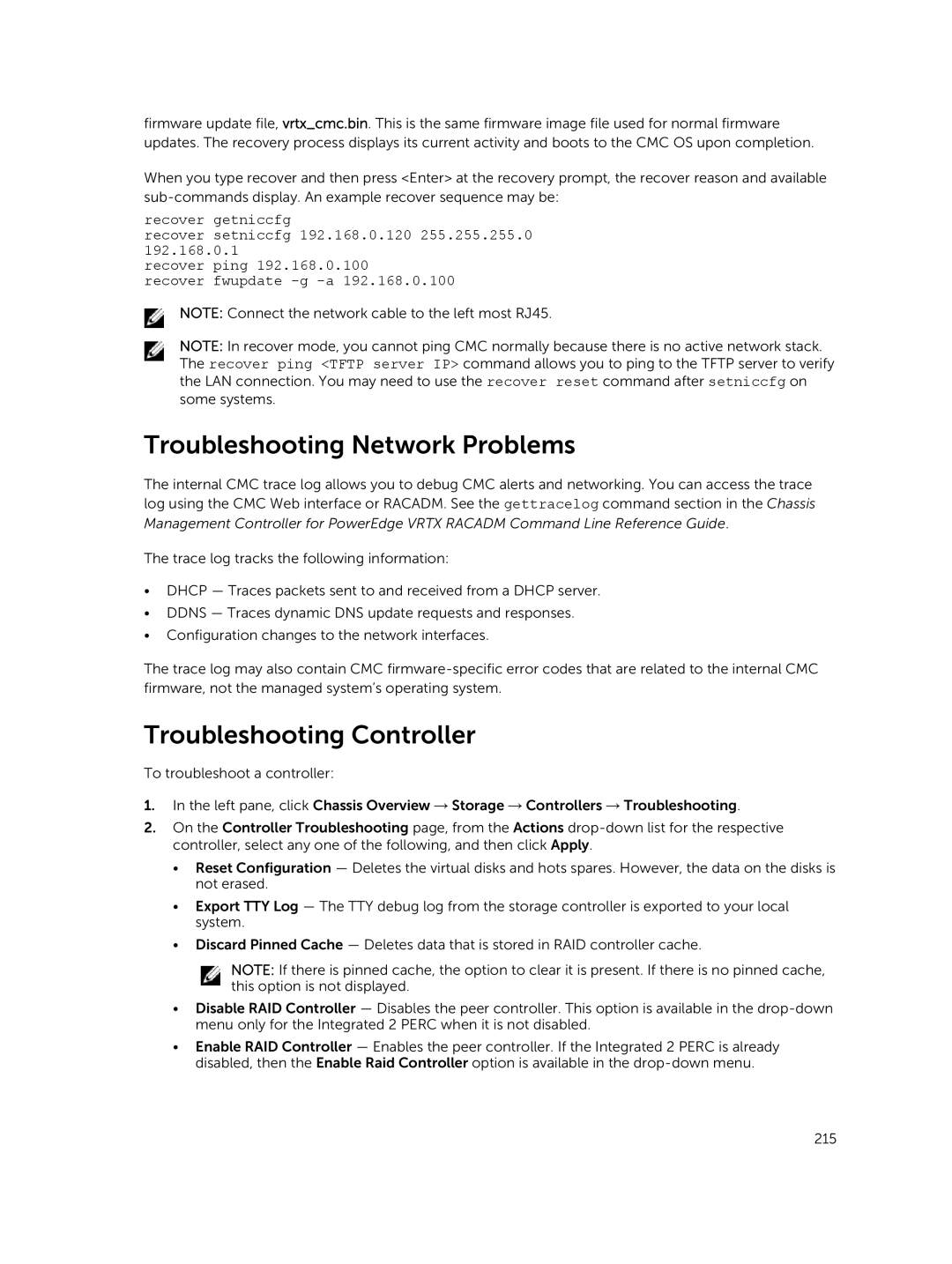 Dell 2 manual Troubleshooting Network Problems, Troubleshooting Controller 