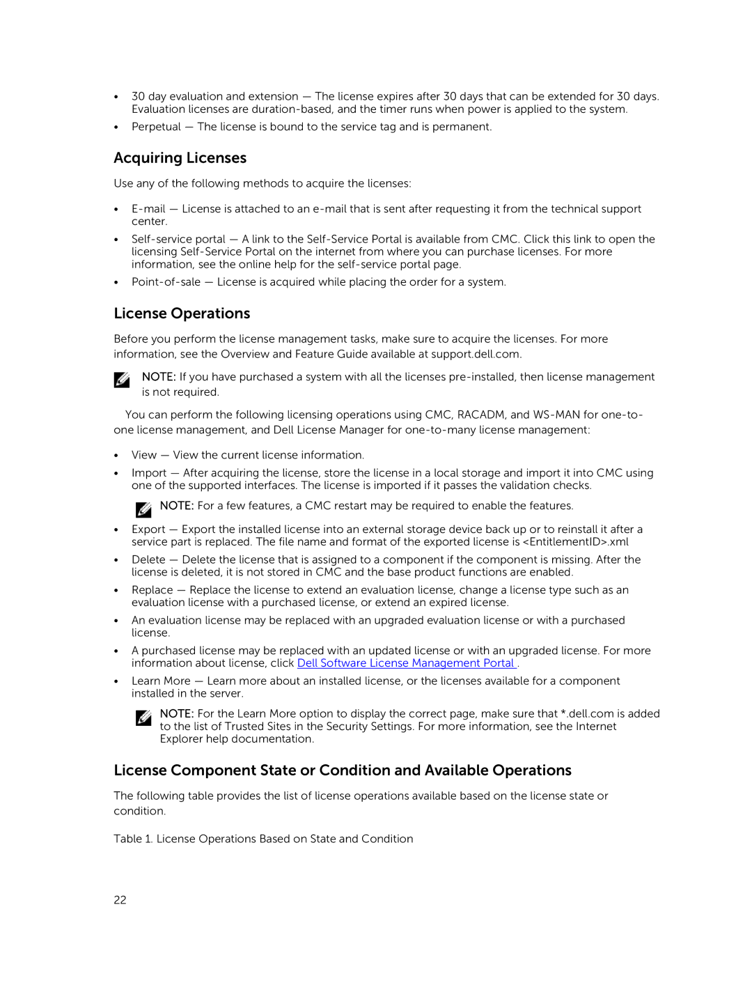 Dell 2 manual Acquiring Licenses, License Operations 