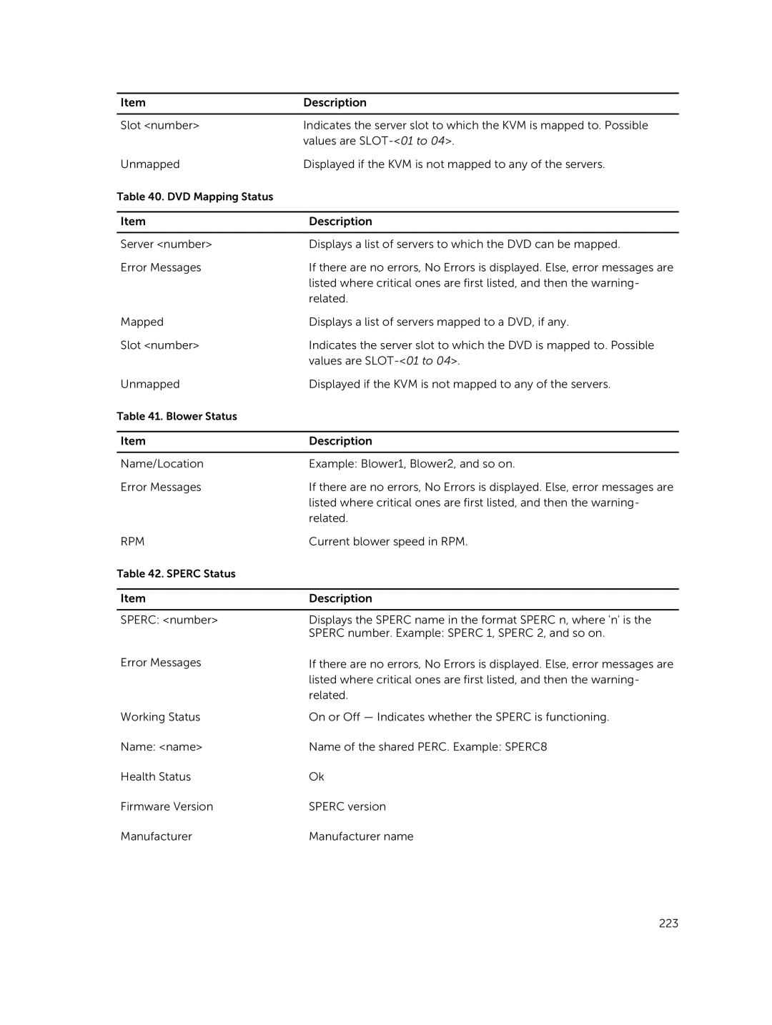 Dell 2 manual Current blower speed in RPM 