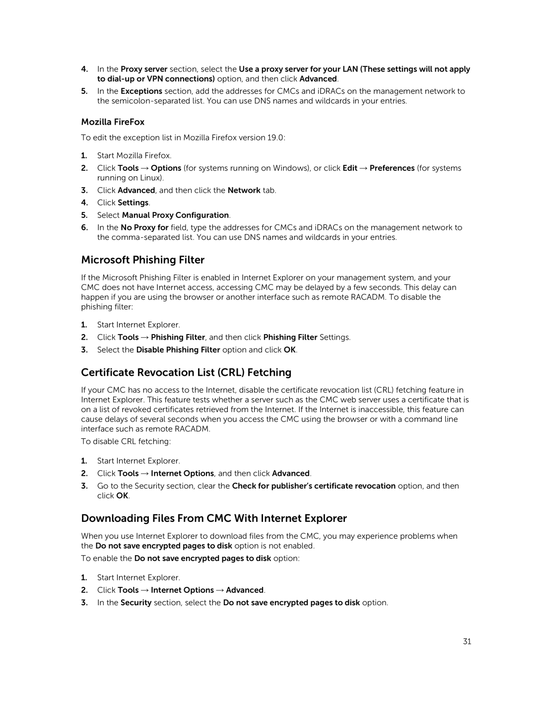 Dell 2 manual Microsoft Phishing Filter, Certificate Revocation List CRL Fetching, Mozilla FireFox 