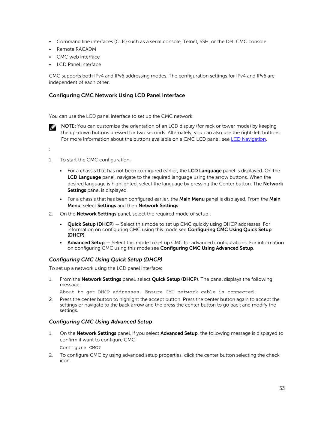Dell 2 manual Configuring CMC Network Using LCD Panel Interface, Configure CMC? 