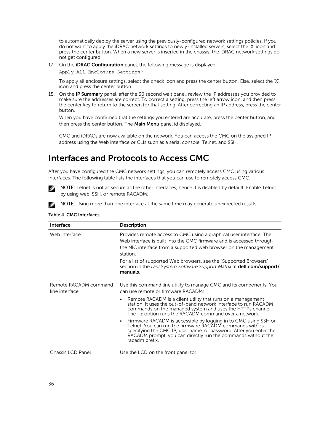 Dell 2 manual Interfaces and Protocols to Access CMC, Apply All Enclosure Settings? 