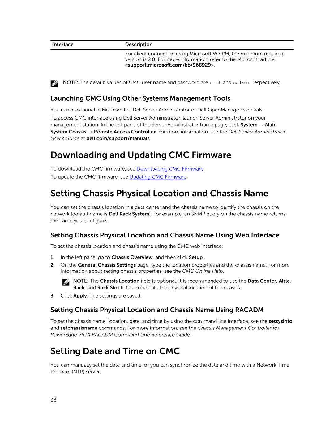 Dell 2 manual Downloading and Updating CMC Firmware, Setting Chassis Physical Location and Chassis Name 