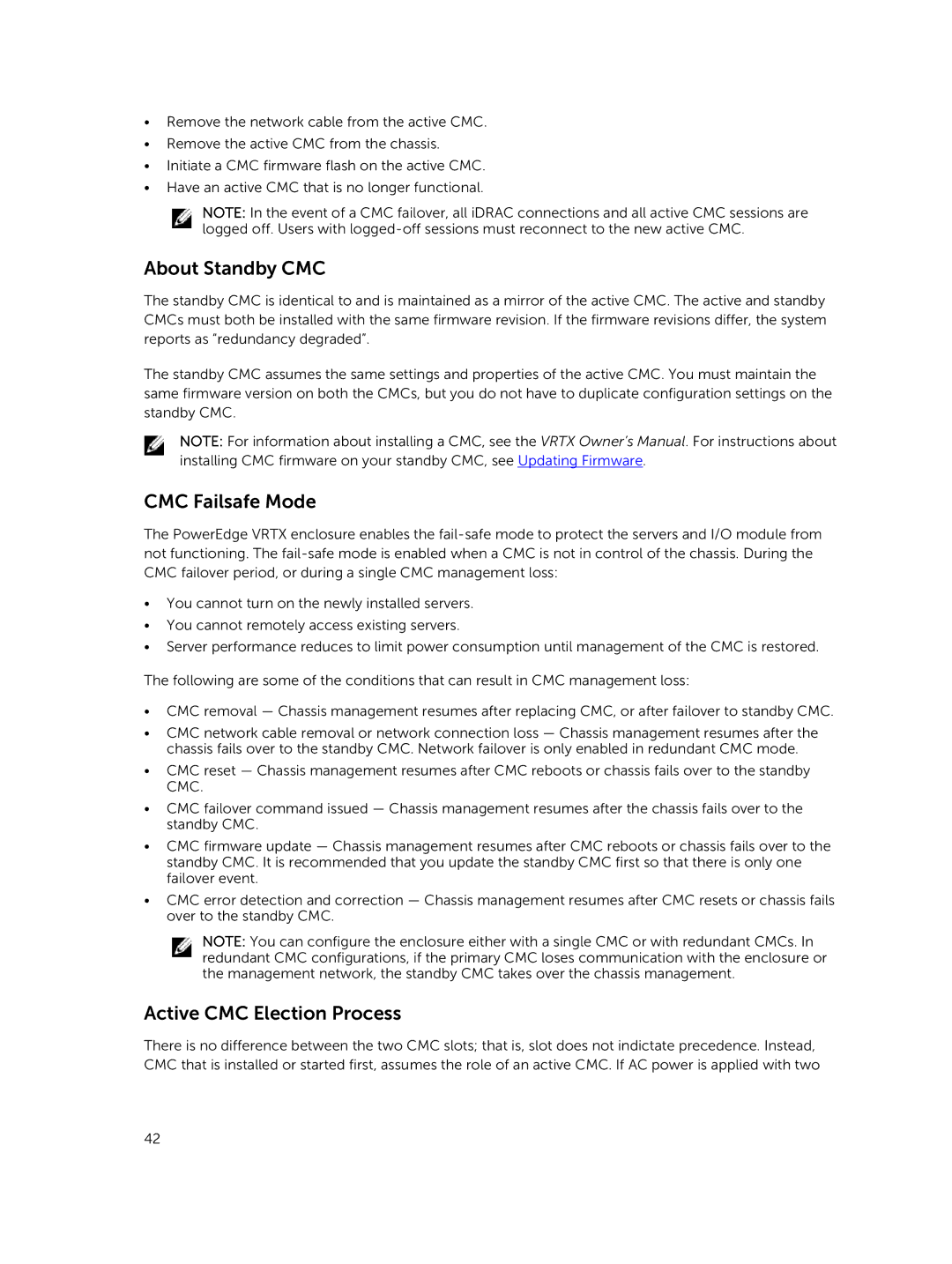 Dell 2 manual About Standby CMC, CMC Failsafe Mode, Active CMC Election Process 