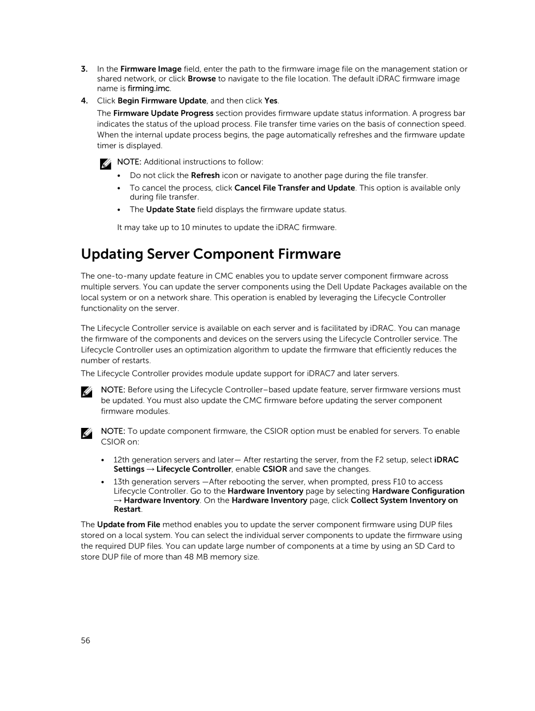 Dell 2 manual Updating Server Component Firmware 