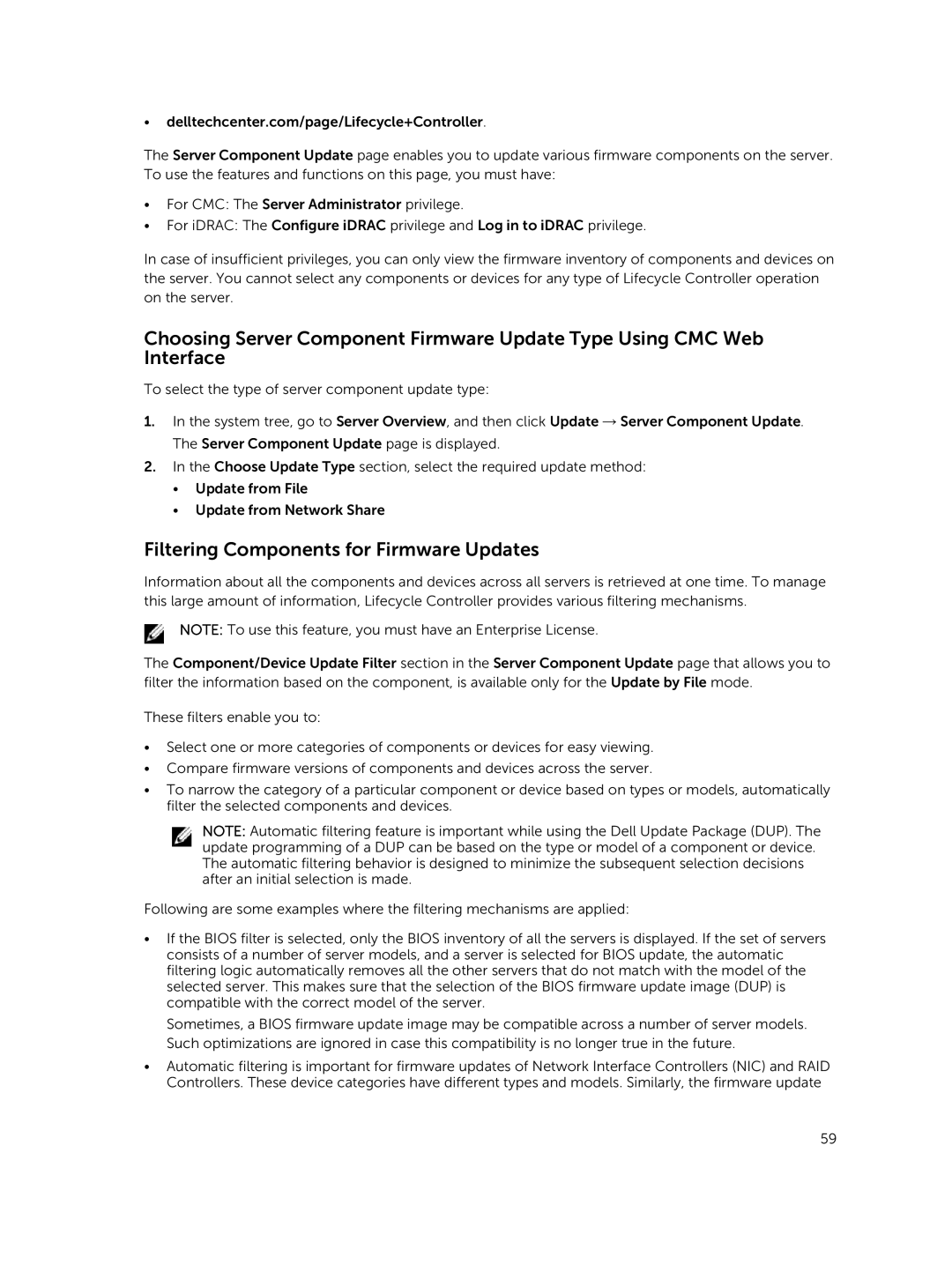 Dell 2 manual Filtering Components for Firmware Updates 