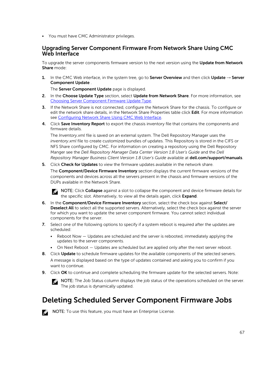 Dell 2 manual Deleting Scheduled Server Component Firmware Jobs 