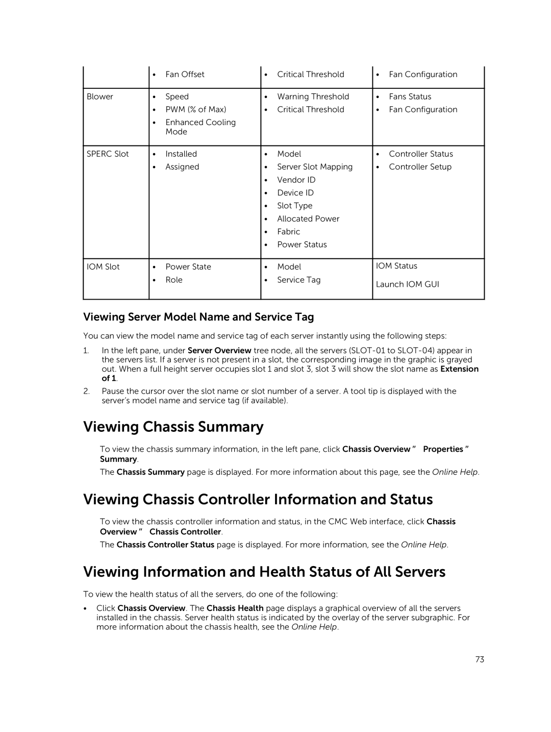 Dell 2 manual Viewing Chassis Summary, Viewing Chassis Controller Information and Status 