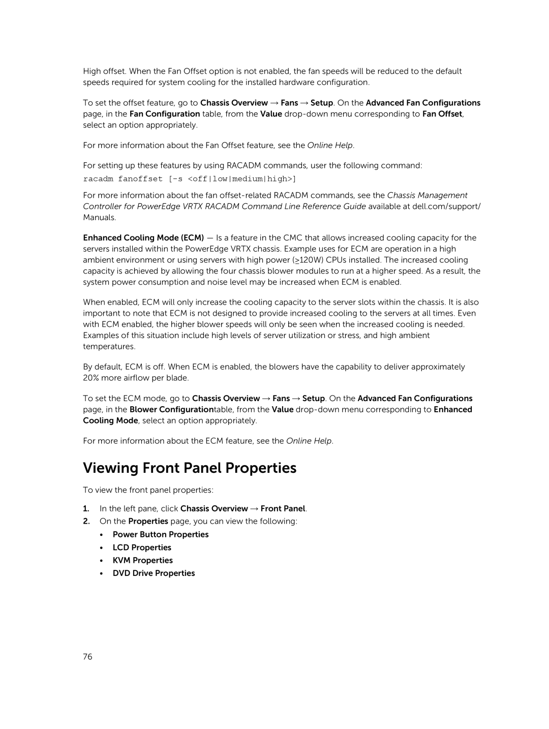 Dell 2 manual Viewing Front Panel Properties 