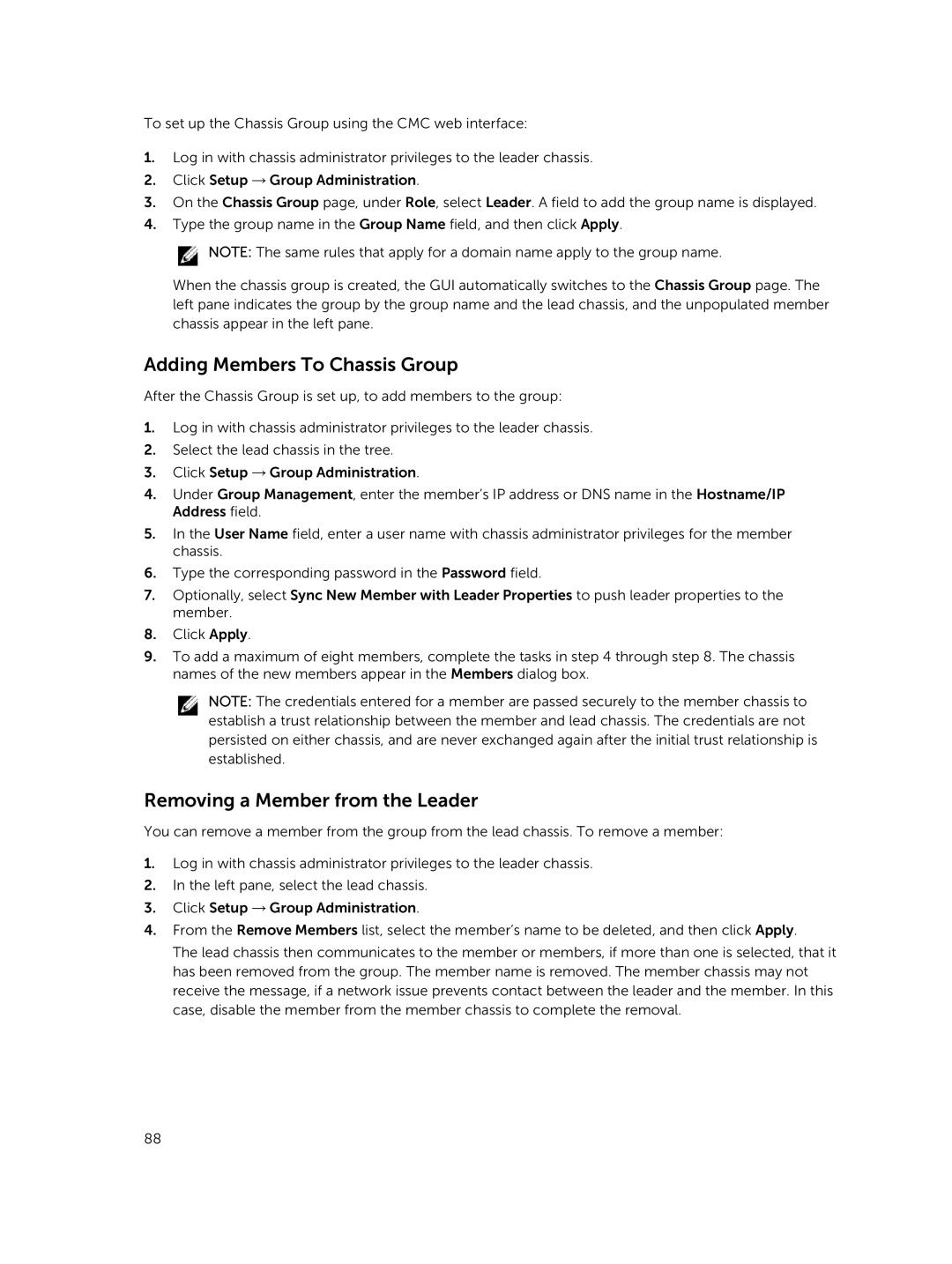 Dell 2 manual Adding Members To Chassis Group, Removing a Member from the Leader 