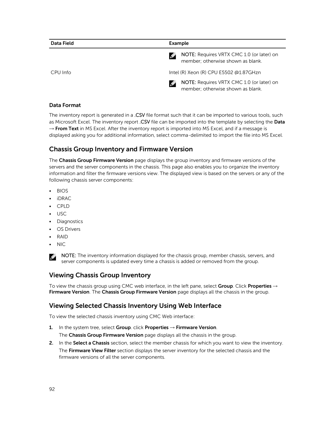 Dell 2 manual Chassis Group Inventory and Firmware Version, Viewing Chassis Group Inventory, Data Format 