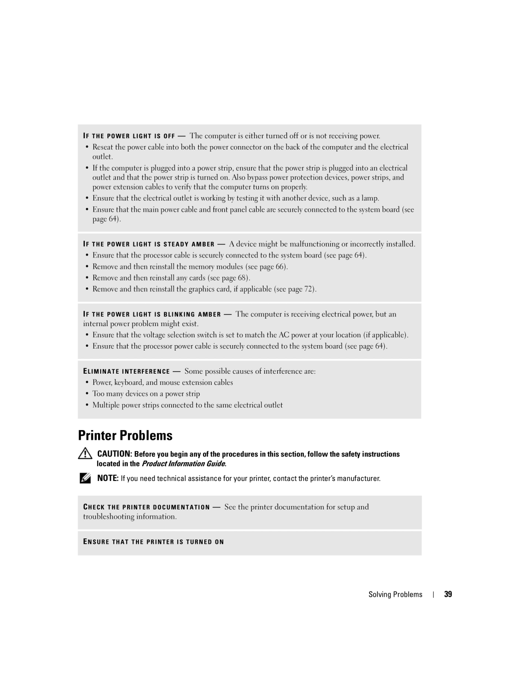 Dell 200 owner manual Printer Problems 