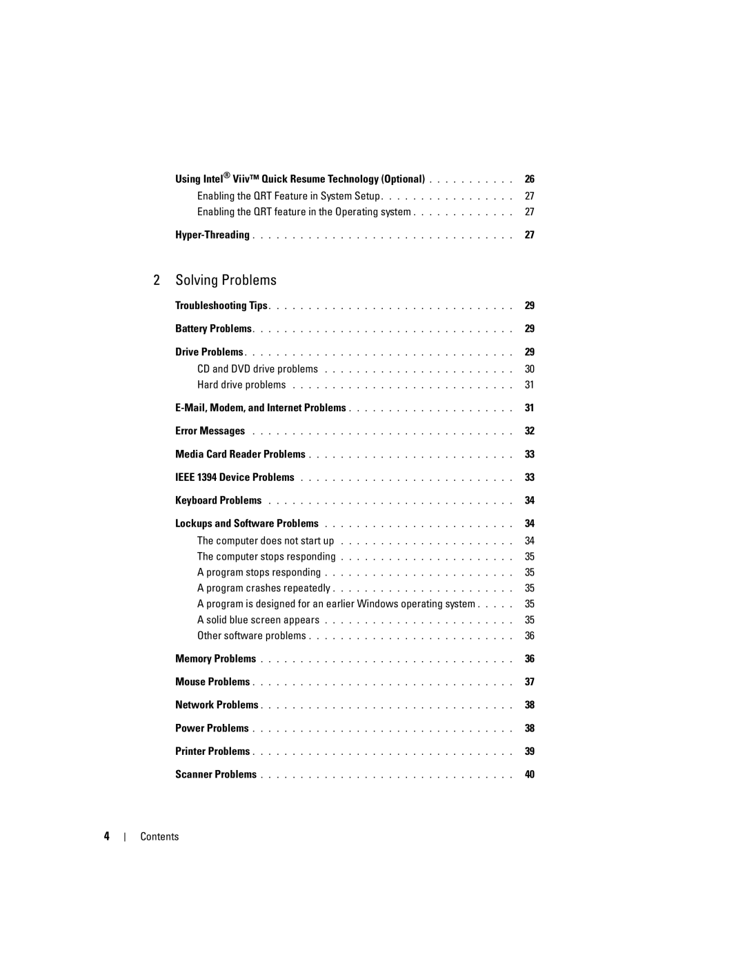 Dell 200 owner manual Solving Problems 