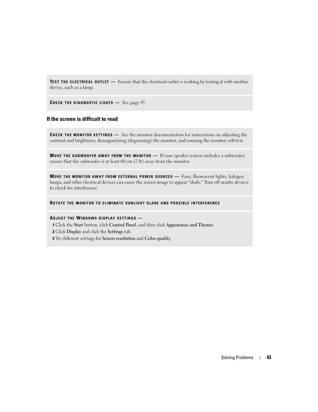 Dell 200 owner manual If the screen is difficult to read 