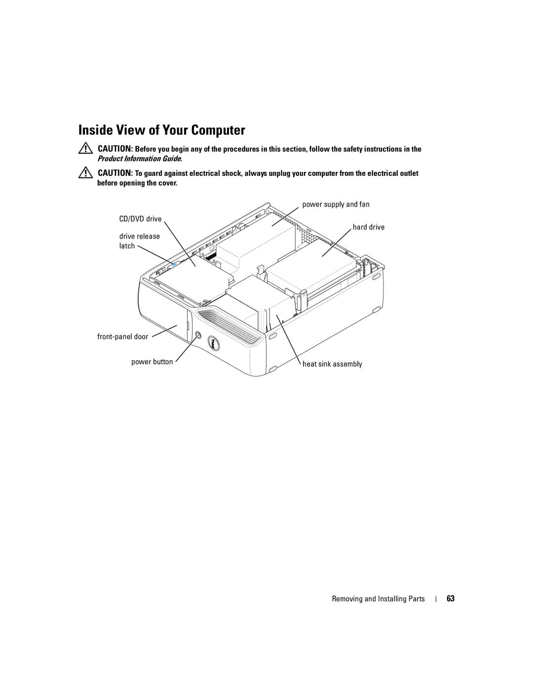 Dell 200 owner manual Inside View of Your Computer 