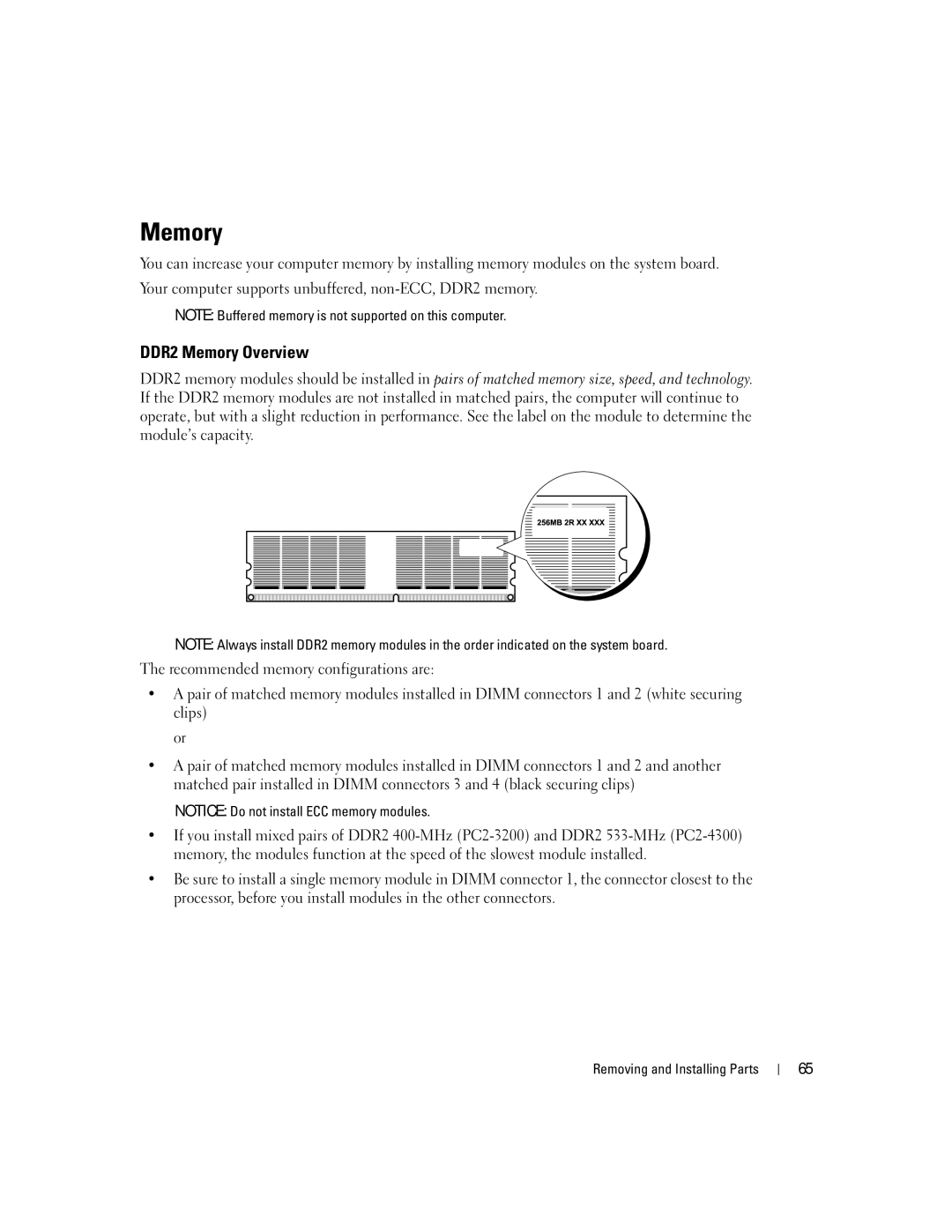 Dell 200 owner manual DDR2 Memory Overview 