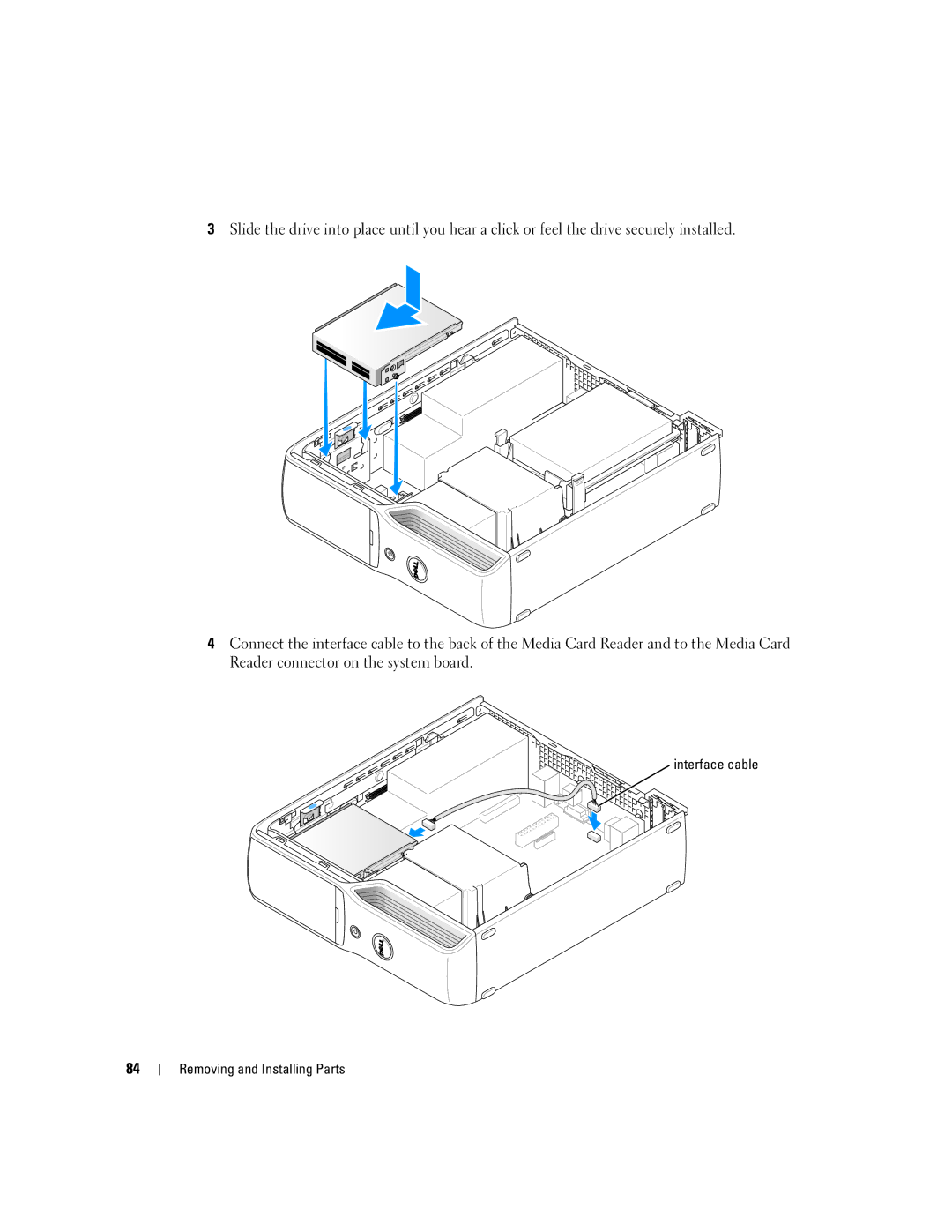 Dell 200 owner manual Interface cable Removing and Installing Parts 