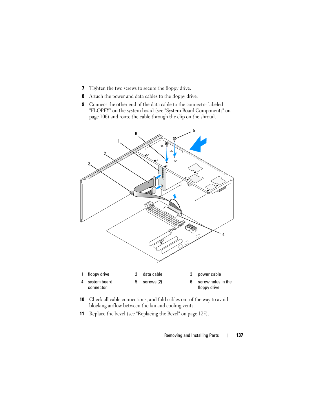 Dell 200 owner manual 137, Connector Floppy drive 