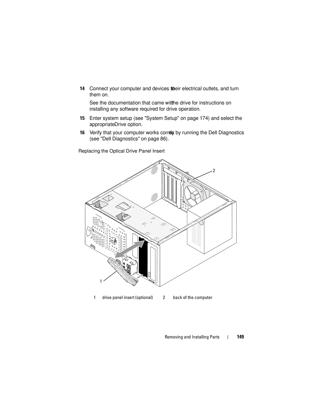 Dell 200 owner manual 149, Drive panel insert optional 