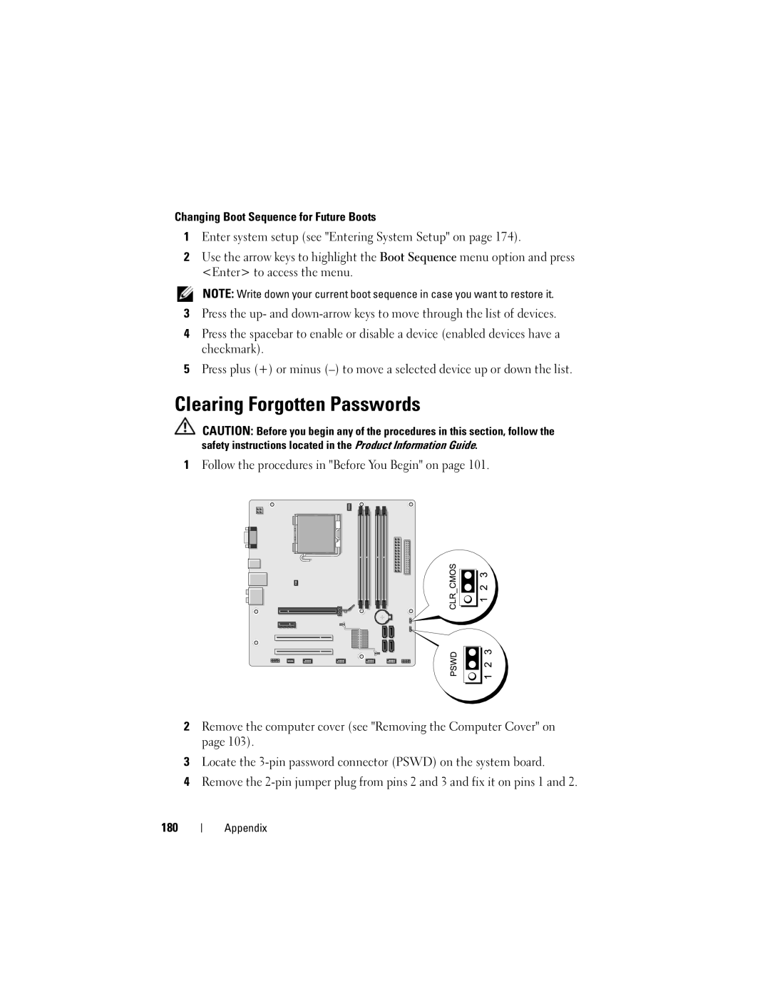 Dell 200 owner manual Clearing Forgotten Passwords 