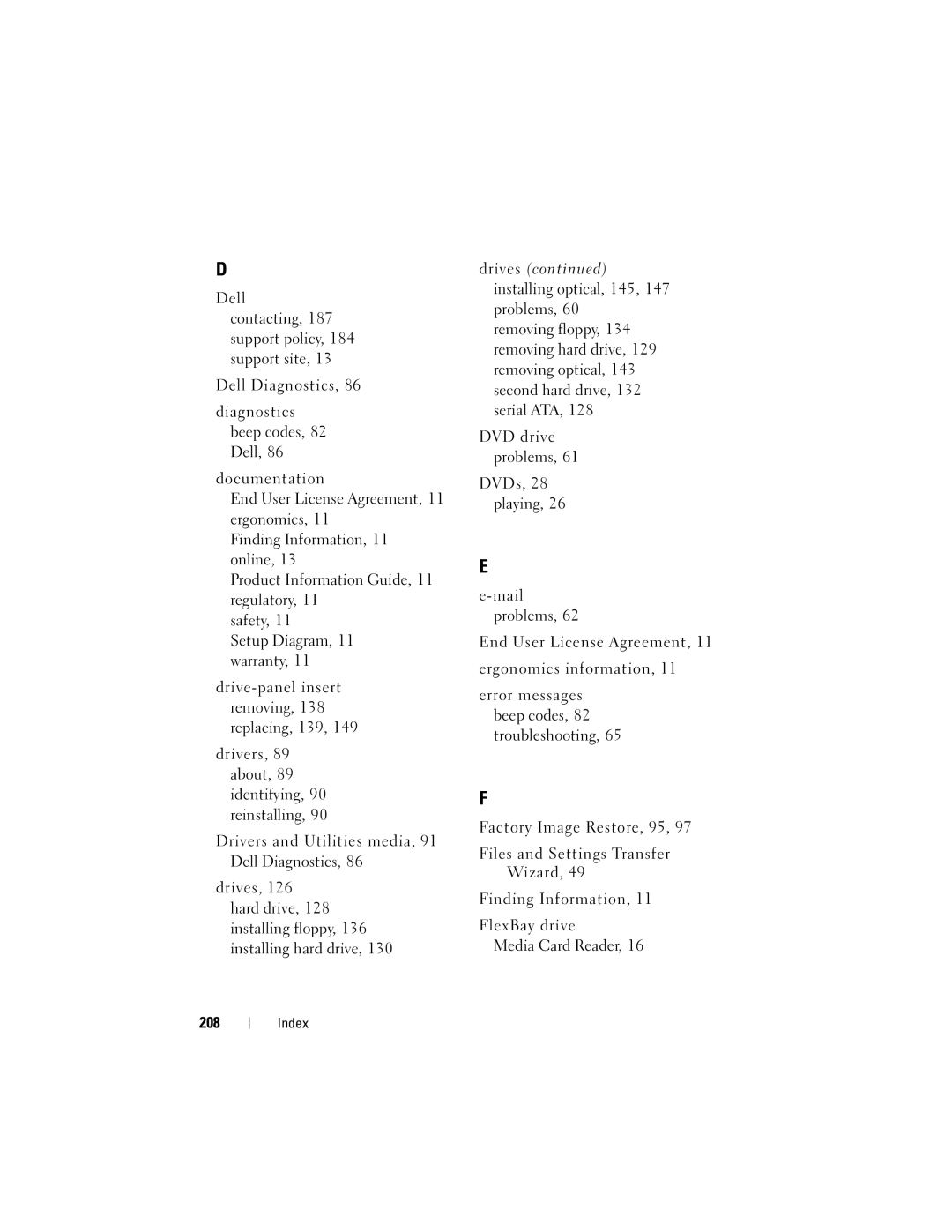 Dell 200 owner manual Index 