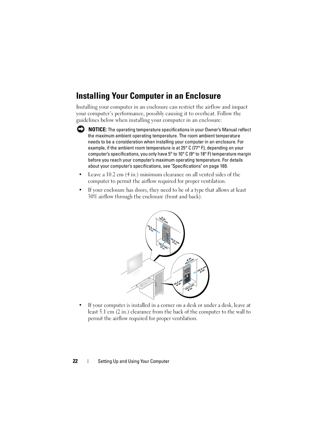 Dell 200 owner manual Installing Your Computer in an Enclosure 