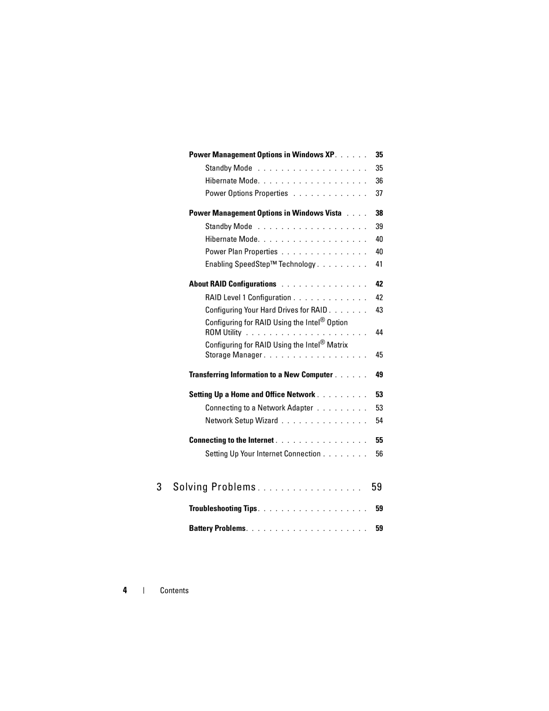 Dell 200 owner manual Power Options Properties, Enabling SpeedStep Technology, Configuring for RAID Using the Intel Matrix 