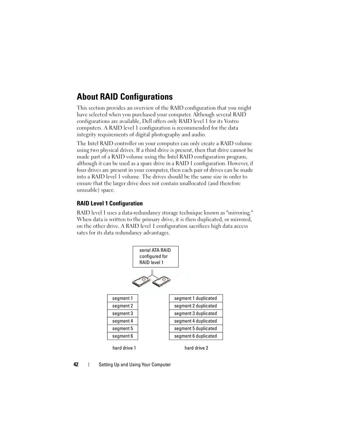 Dell 200 owner manual About RAID Configurations, RAID Level 1 Configuration 