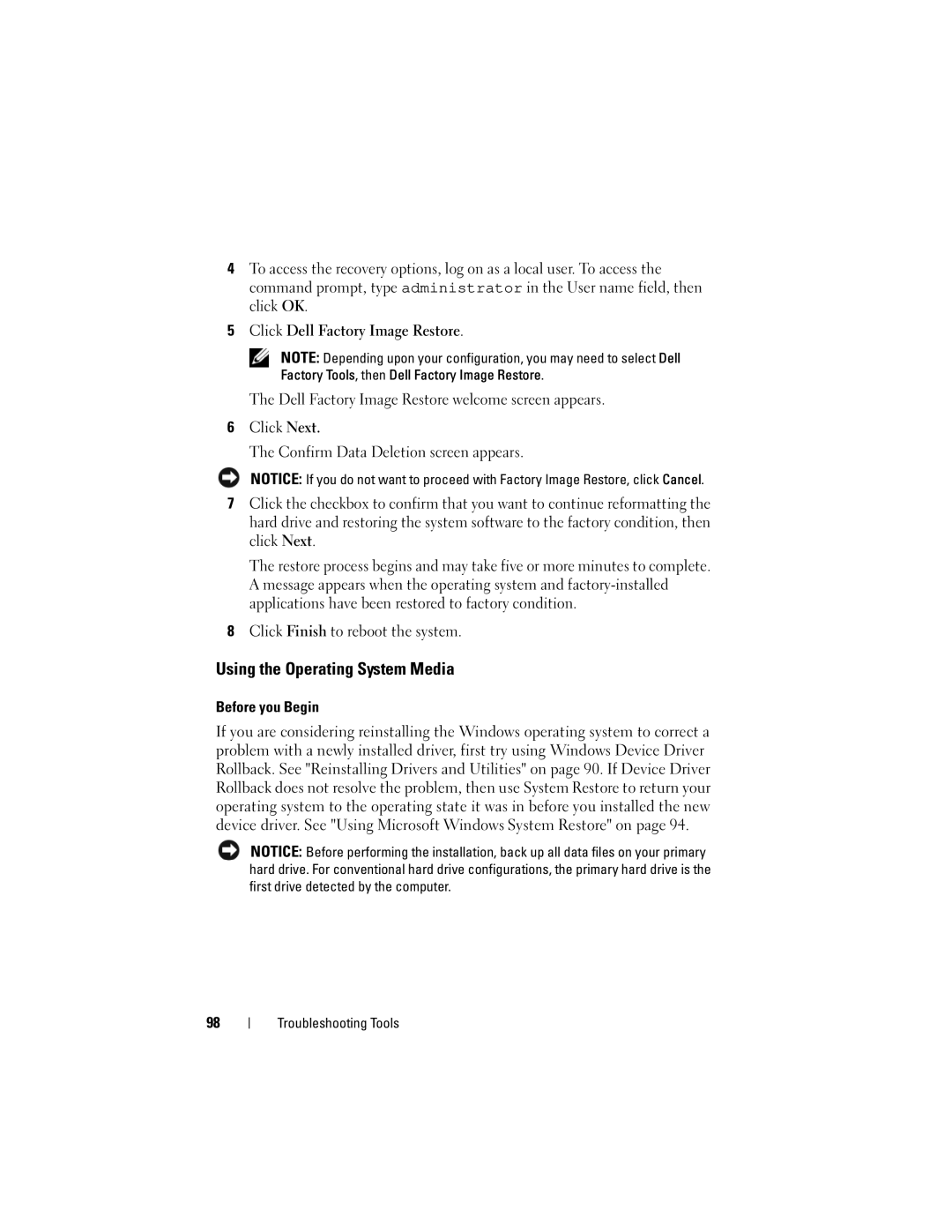 Dell 200 owner manual Using the Operating System Media, Before you Begin 