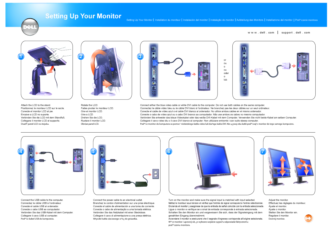 Dell 2001FP manual Setting Up Your Monitor, W . dell . com Support . dell . com 