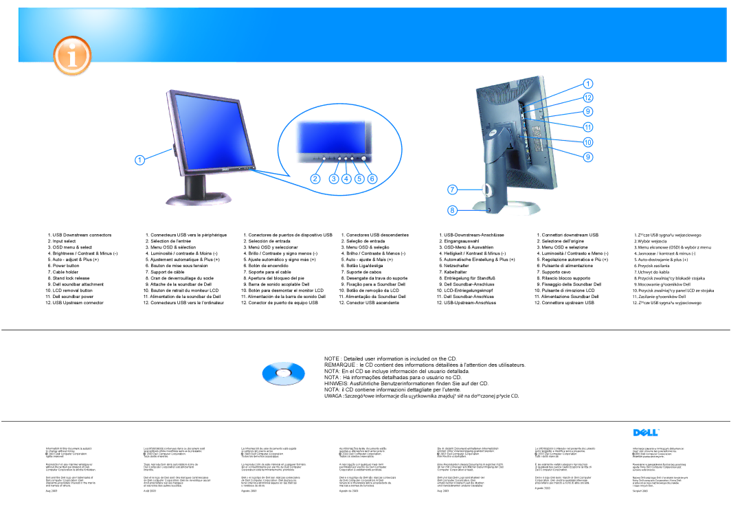 Dell 2001FP manual Conectores de puertos de dispositivo USB 