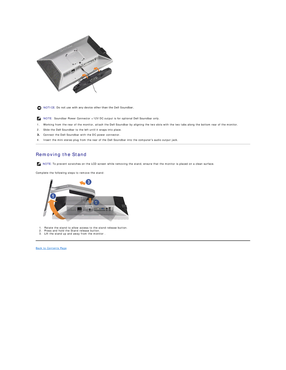 Dell 2009W appendix Removing the Stand 