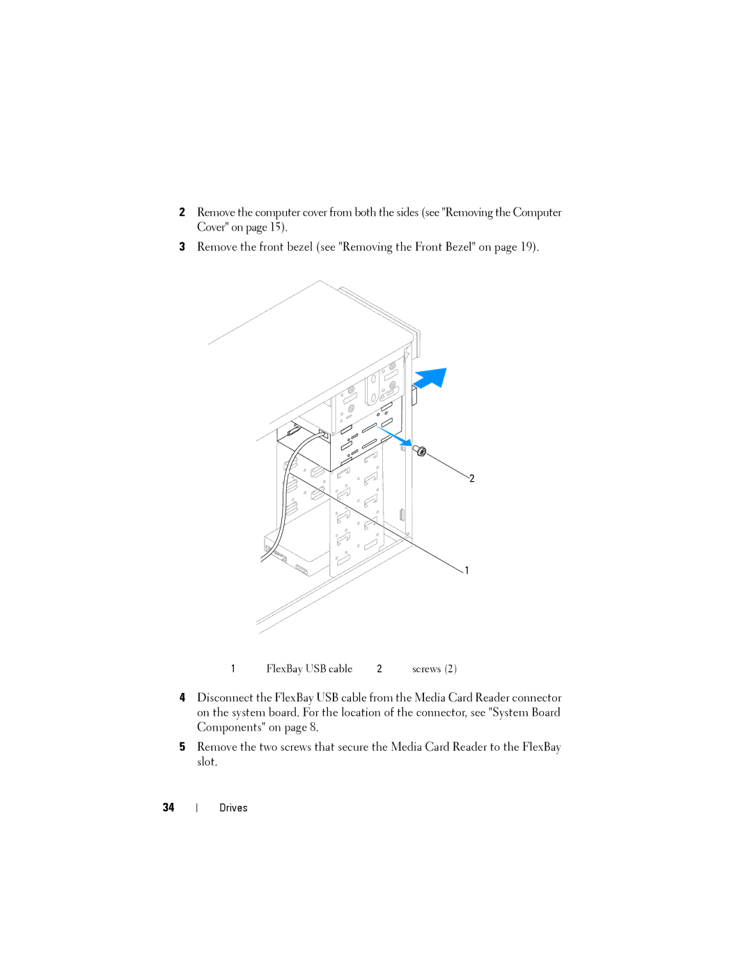 Dell 2010 service manual FlexBay USB cable Screws 