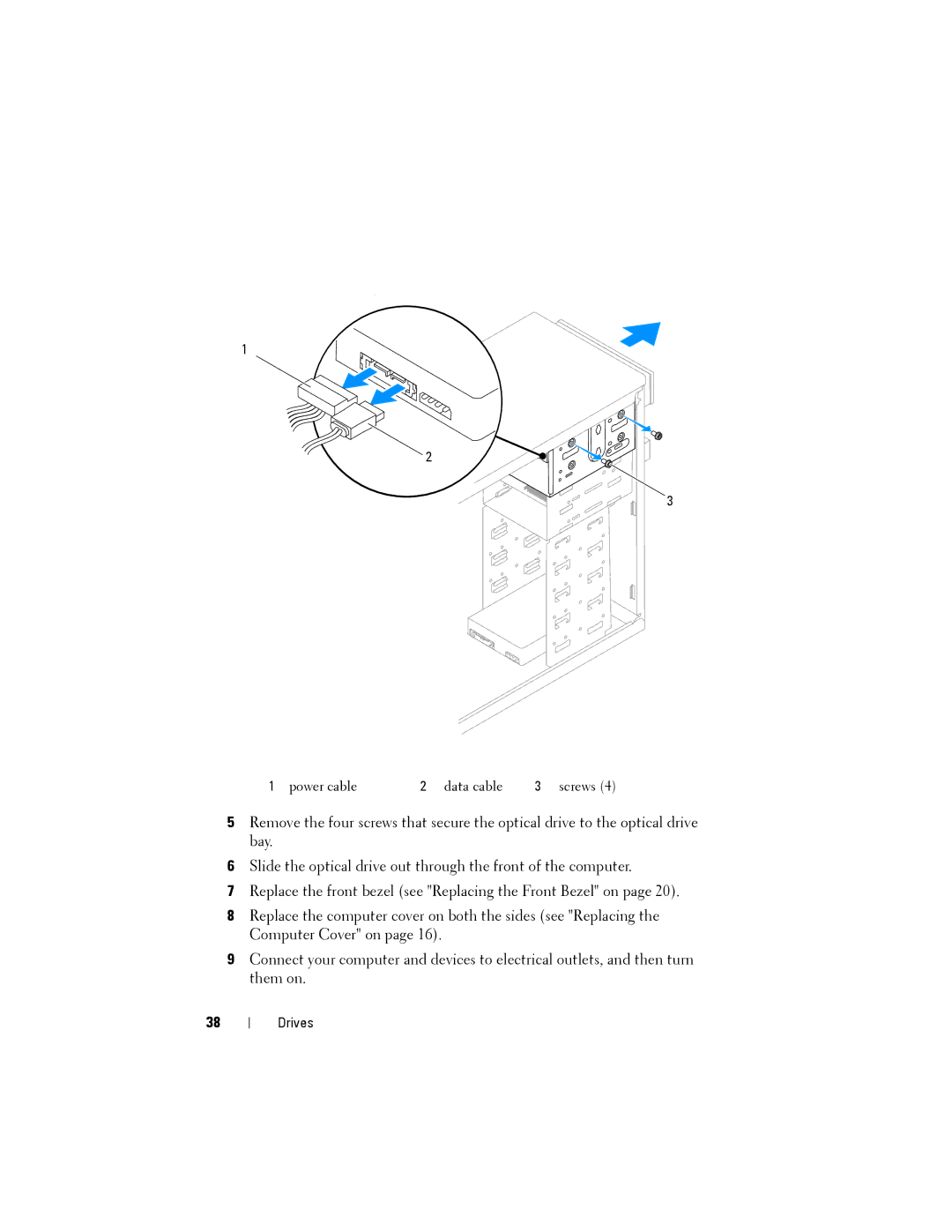 Dell 2010 service manual Power cable Data cable Screws 