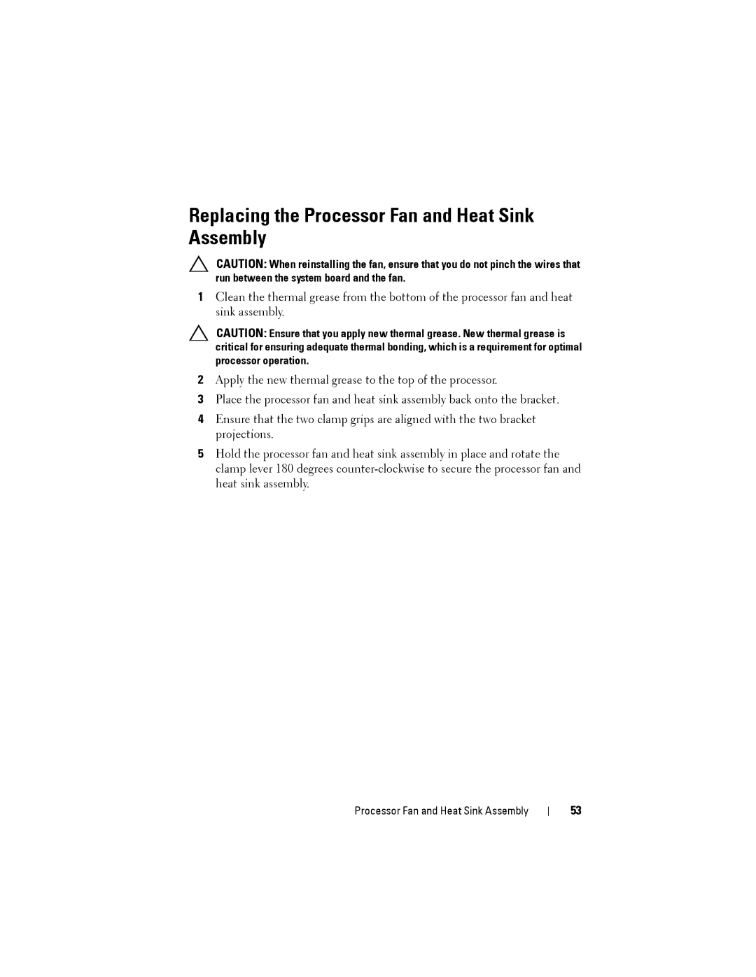 Dell 2010 service manual Replacing the Processor Fan and Heat Sink Assembly 