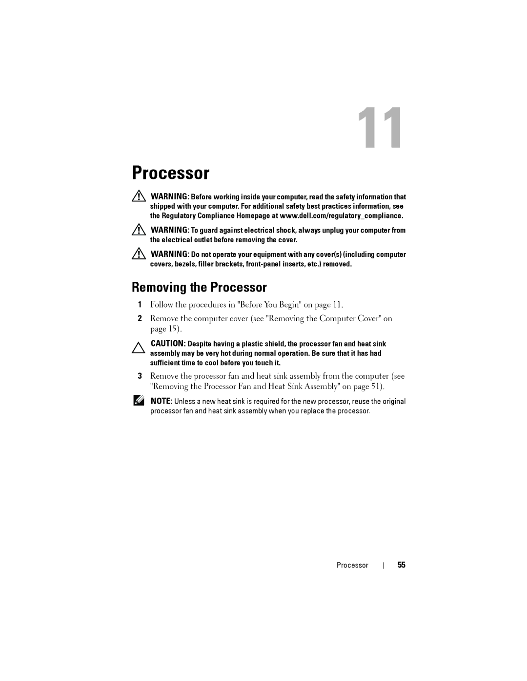 Dell 2010 service manual Removing the Processor 