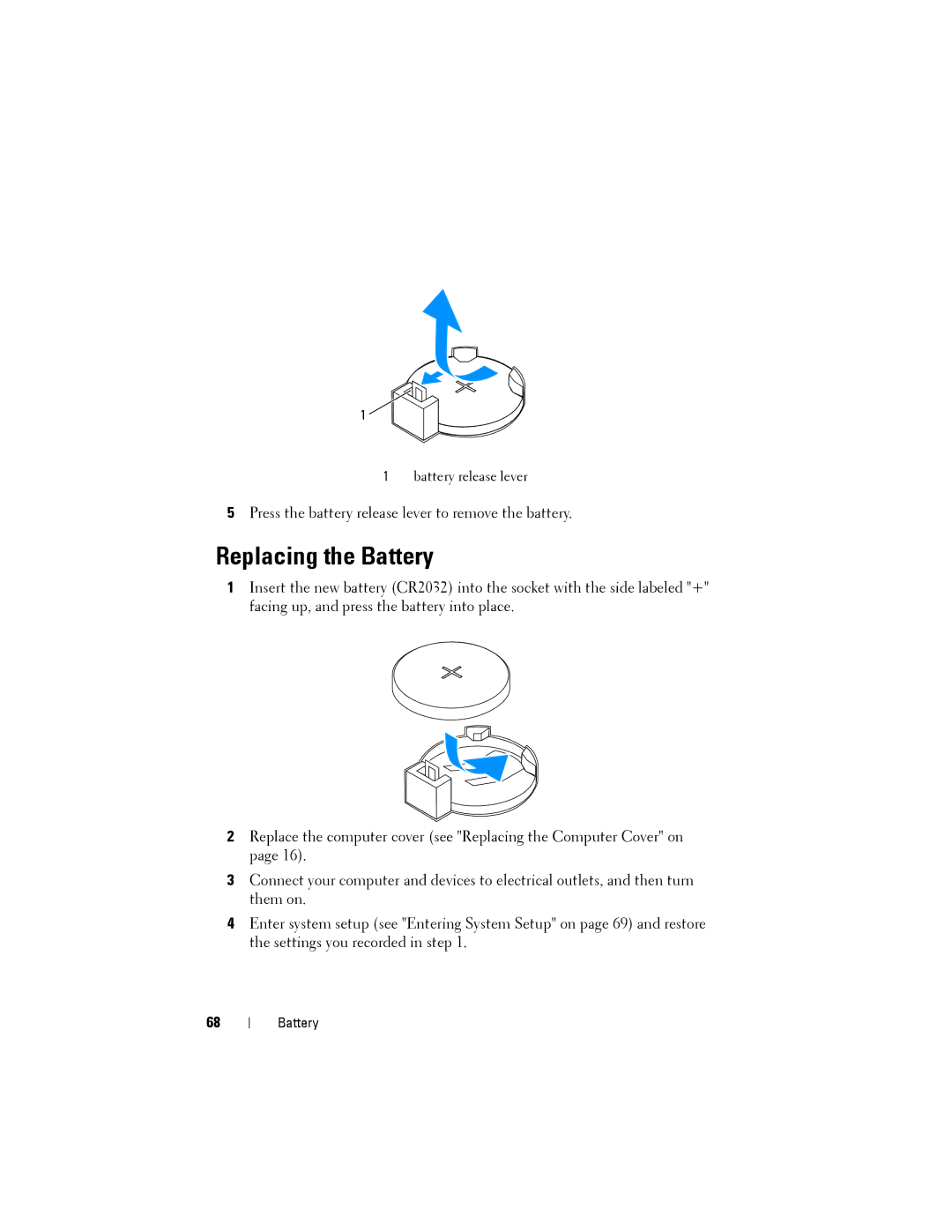 Dell 2010 service manual Replacing the Battery 