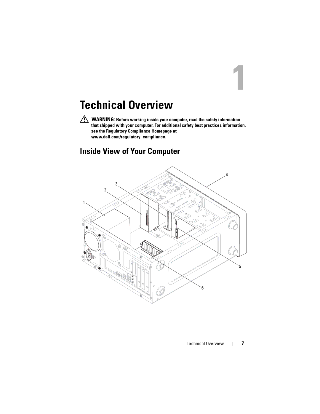 Dell 2010 service manual Technical Overview, Inside View of Your Computer 