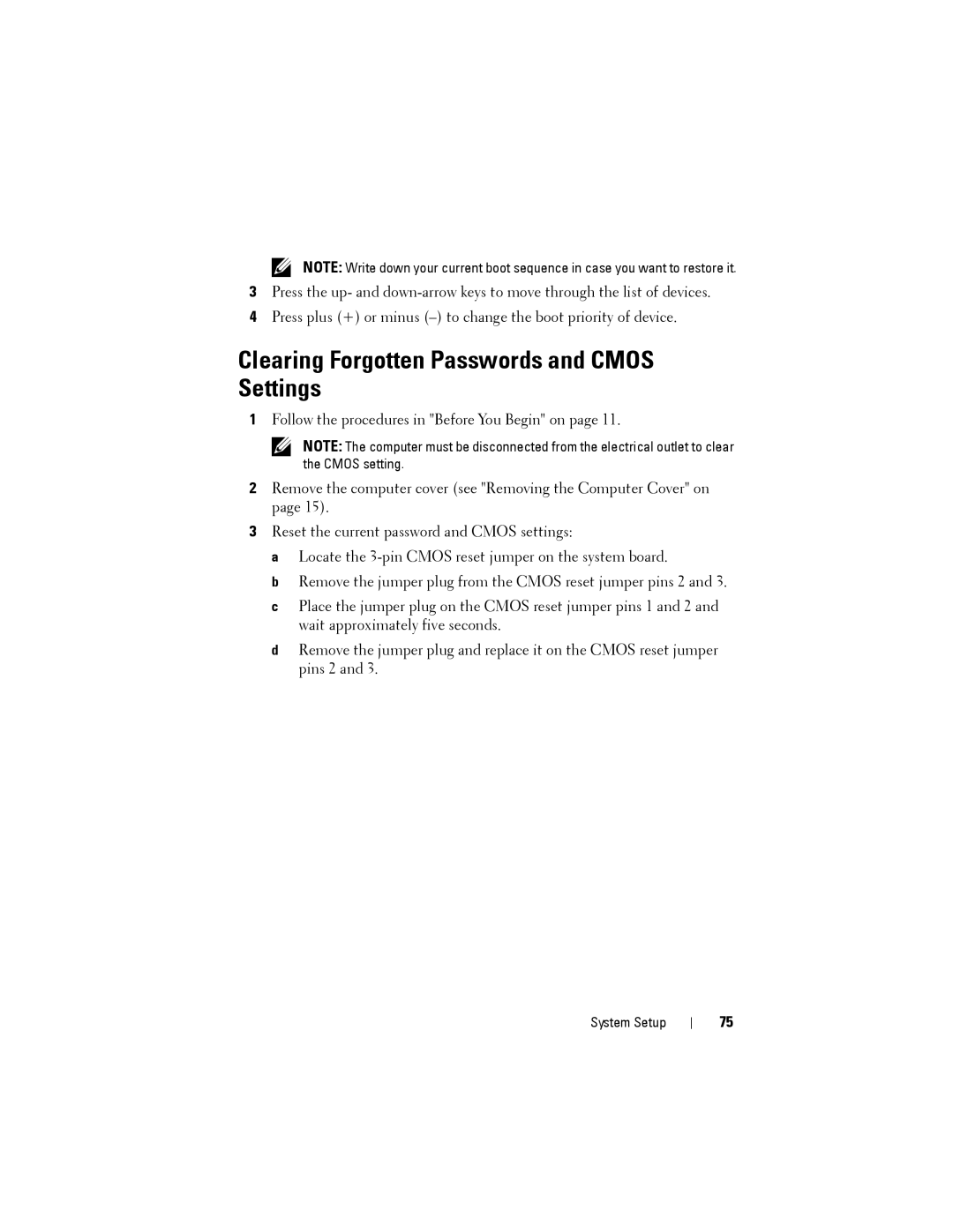 Dell 2010 service manual Clearing Forgotten Passwords and Cmos Settings 