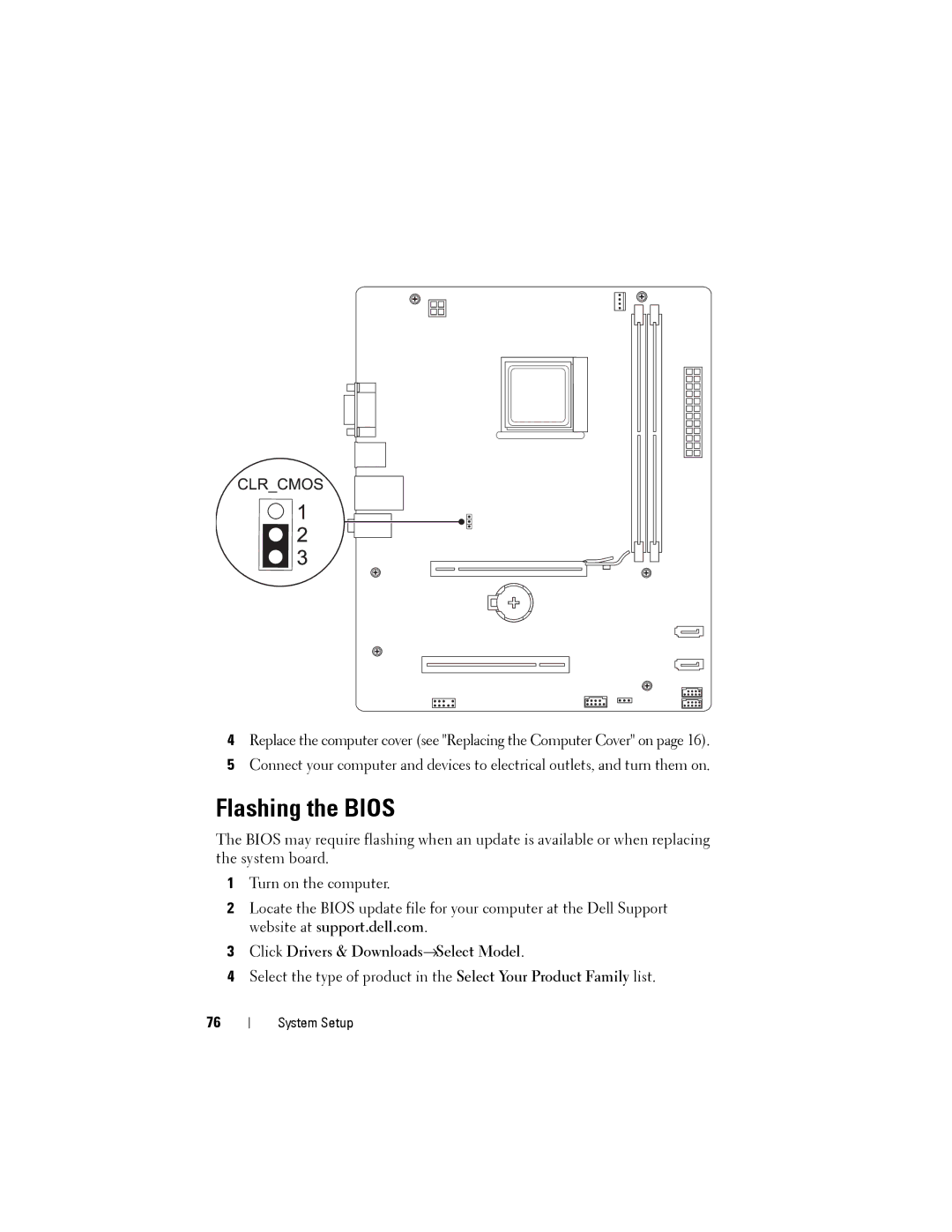 Dell 2010 service manual Flashing the Bios, Click Drivers & Downloads→Select Model 