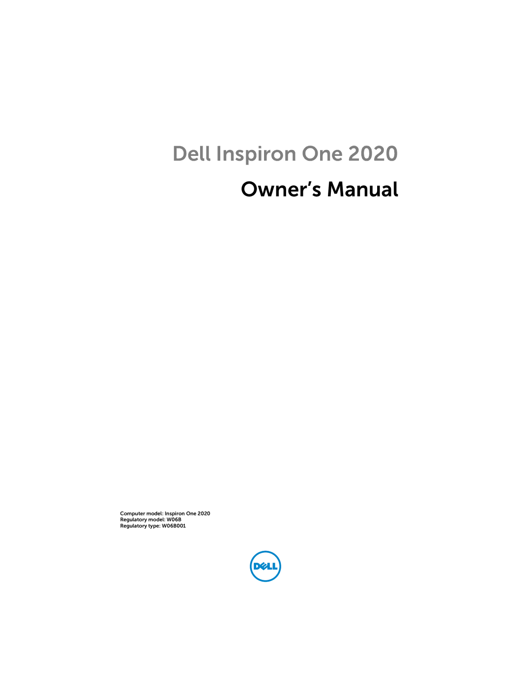 Dell W06B, 2020 owner manual Dell Inspiron One 