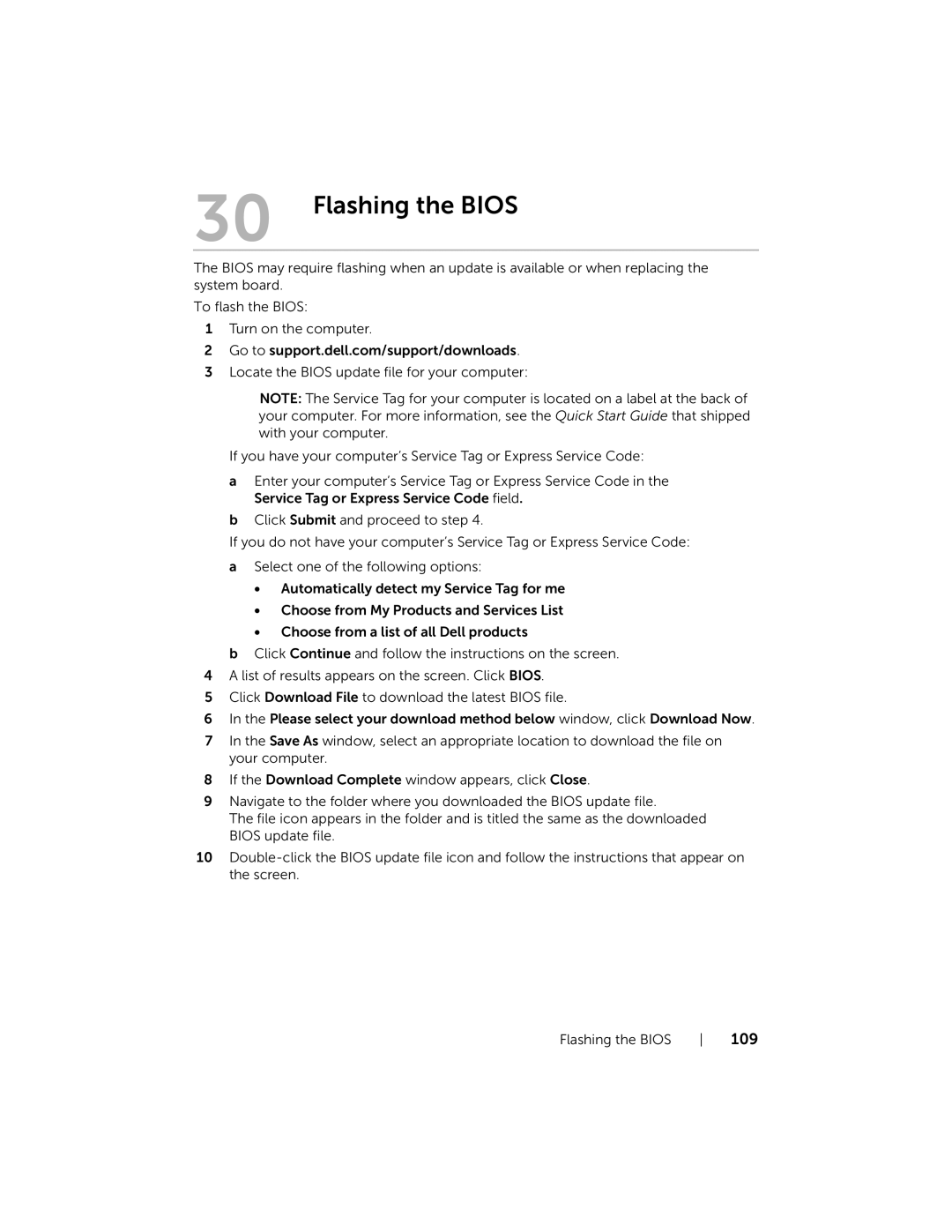 Dell W06B, 2020 owner manual Flashing the Bios 