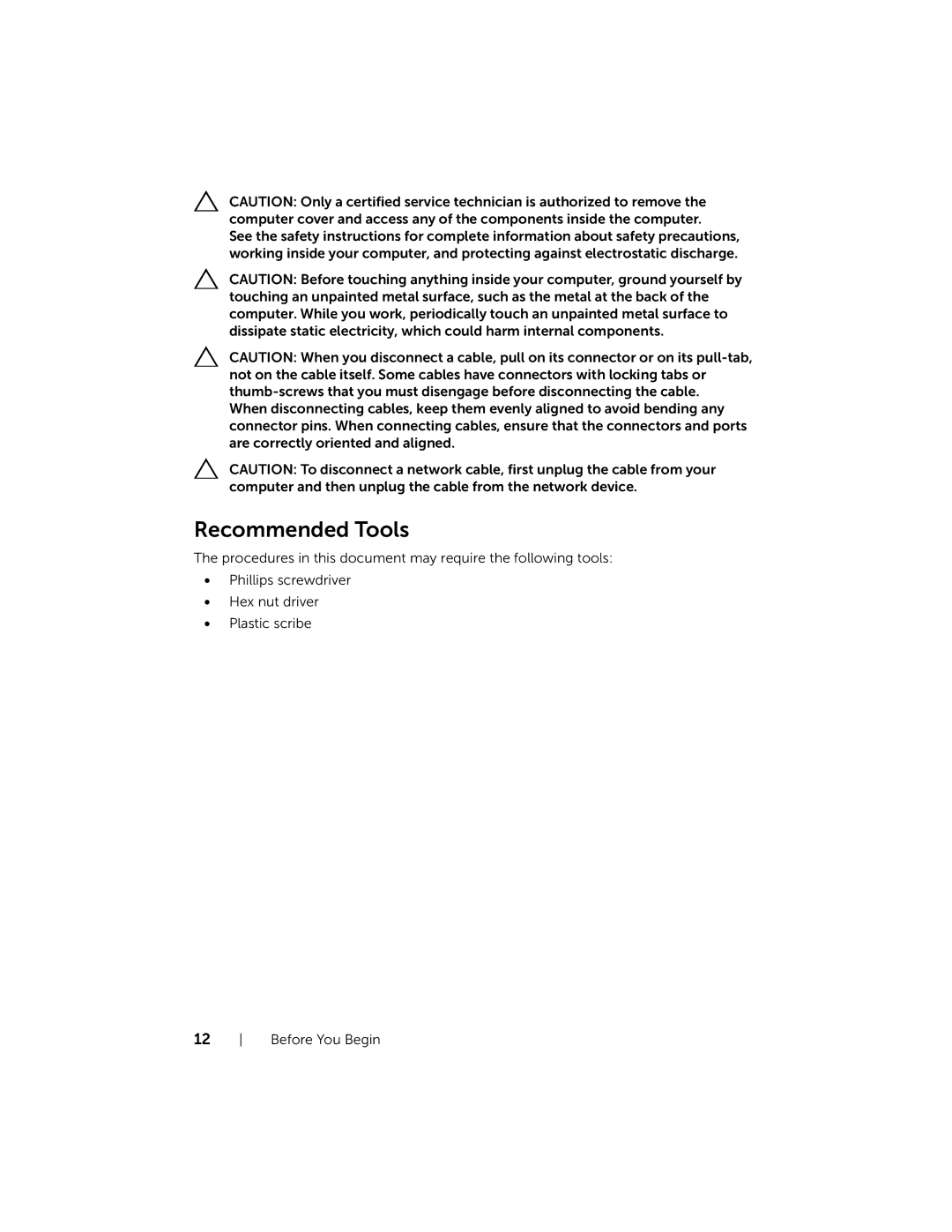 Dell 2020, W06B owner manual Recommended Tools 