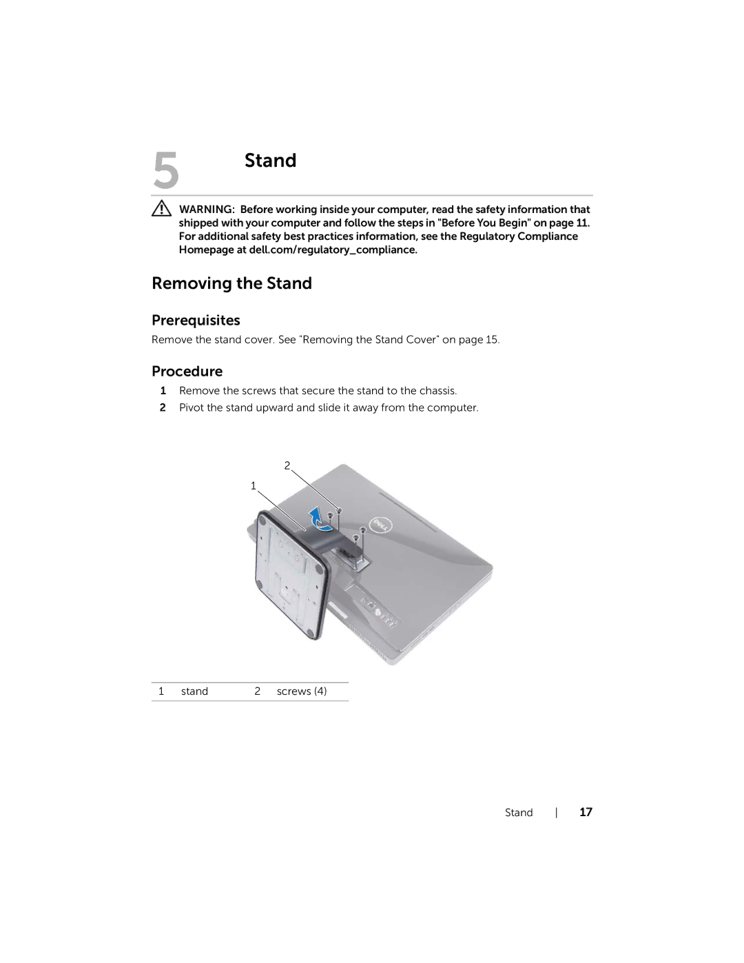 Dell W06B, 2020 owner manual Removing the Stand 